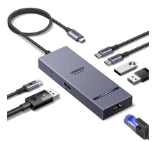 USB-хаб Type-C DisplayPort 7-в-1 4k 60hz RJ45 PD100W USB 3.2 10 Гбіт/с Ugreen (75774)