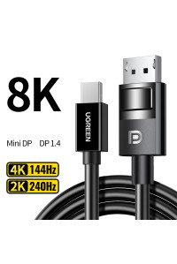 Кабель mini DP Displayport 1.4 Thunderbolt 2 HDR Ugreen 8K 60Hz 4K 144Hz 2K 240Hz двунаправленный (UG-80663)
