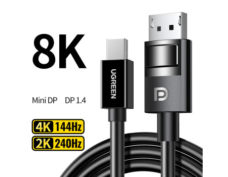 Кабель mini DP Displayport 1.4 Thunderbolt 2 HDR Ugreen 8K 60Hz 4K 144Hz 2K 240Hz двунаправленный (UG-80663)
