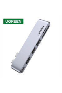Ugreen USB C хаб адаптер 6-в-1 USB 3.0 HDMI 4K PD 100W Thunderbolt 3 для Macbook Pro Air