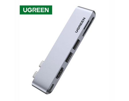 Ugreen USB C хаб адаптер 6-в-1 USB 3.0 HDMI 4K PD 100W Thunderbolt 3 для Macbook Pro Air