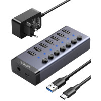  USB-хаб для компьютера USB-A USB 3.0 7 портов UGREEN с доп. питанием (UG-CM481)