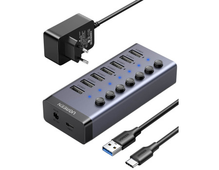  USB-хаб для компьютера USB-A USB 3.0 7 портов UGREEN с доп. питанием (UG-CM481)