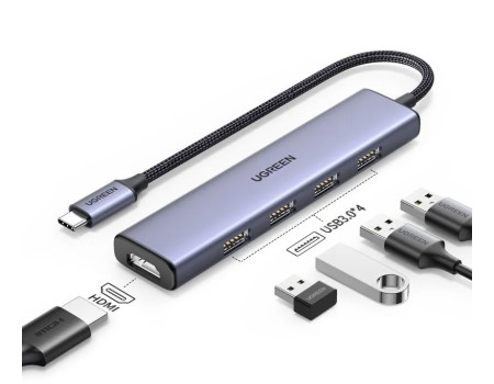 Хаб Type-C 5-в-1 Ugreen Type-C HDMI 4K USB 3.0 для MacBook Pro Air Huawei Lenovo Dell