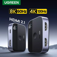 UGREEN HDMI 2.1 Switch HDMI Splitter Розгалужувач Перемикач 2 в 1 8K 60Hz 4K 144Hz двонаправлений (90385A)
