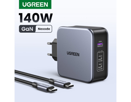 Зарядний пристрій Ugreen GAN 140W Nexode Type-C PD3.1 + кабель 240W (UG-90549)