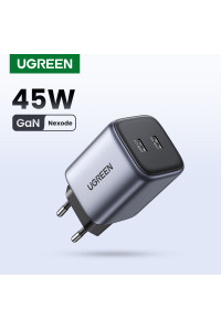 Зарядное устройство UGREEN GaN Nexode 45W 2 Type-C PD QC (UG-90573)