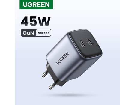 Зарядний пристрій UGREEN GaN Nexode 45W 2 Type-C PD QC (UG-90573)