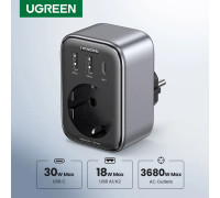 Зарядний пристрій із розеткою 16A 4-в-1 Ugreen GAN 30W PD3.0 QC3.0 (UG-90613)