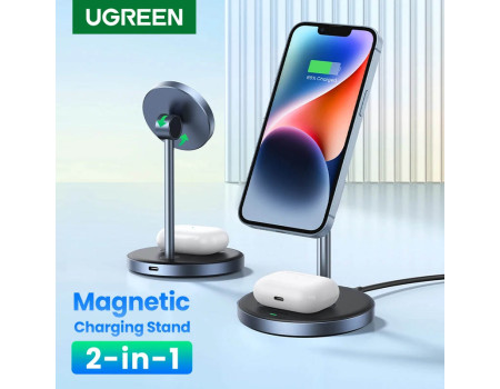 Бездротова зарядка для iPhone 16 15 14 13 12 та AirPods MagFlow 2-в-1 UGREEN Qi1 (UG-90668)