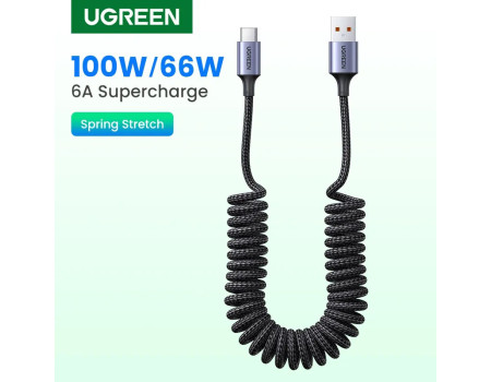 Кабель USB Type-C витой UGREEN 100W 66W 6A для быстрой зарядки (UG-90790)