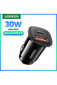 Зарядка для телефона в машину 30W USB-C USB-A Ugreen PD 3.0 QC 3.0 (UG-90848)