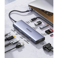 USB Хаб Type-C Displayport DP Thunderbolt 3/4 HDMI 4k 60hz USB 3.0 10-в-1 Ugreen (UG-90887)