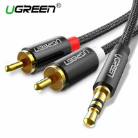 Кабель 2 RCA 3.5 Jack AUX Hi-Fi Ugreen нейлон (UG-AV116)