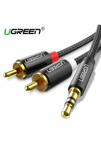 Кабель 2 RCA 3.5 Jack AUX Hi-Fi Ugreen нейлон (UG-AV116)
