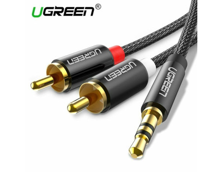Кабель 2 RCA 3.5 Jack AUX Hi-Fi Ugreen нейлон (UG-AV116)