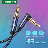Кабель AUX 3.5 mm на 3.5 mm угловой 90 градусов Hi-Fi нейлон Ugreen (UG-AV139)