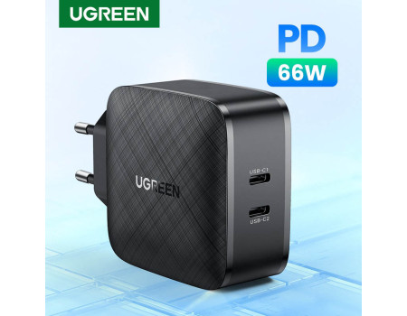Зарядний пристрій UGREEN 66W DUAL USB-C PD QC AFC PPS (UG-CD216)