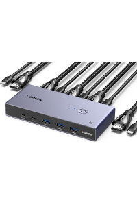 Переключатель HDMI 2.1 для 2 Компьютеров Switch USB 3.0 8k 60hz 4k 120hz Ugreen (UG-25961)