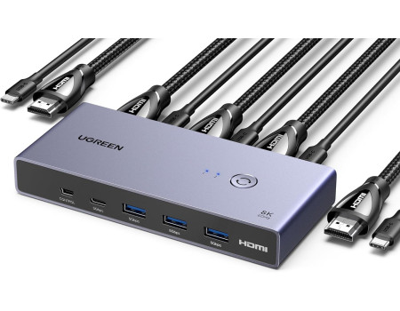 Переключатель HDMI 2.1 для 2 Компьютеров Switch USB 3.0 8k 60hz 4k 120hz Ugreen (UG-25961)