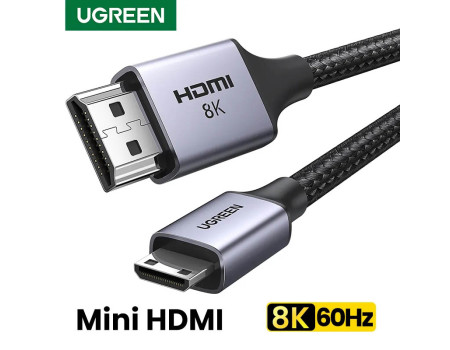 Кабель Mini HDMI - HDMI 2.1 8k 60hz 4k 144hz 2k 240hz HDR eARC Ugreen Двонаправлений (UG-HD163)