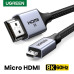 Кабель Micro HDMI - HDMI 2.1 8k 60hz 4k 240hz 4k 144hz 2k 240hz 3D Ugreen (UG-HD164)