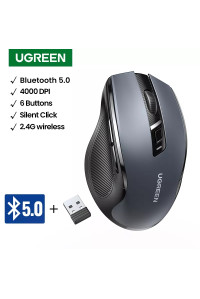Бесшумная мышь Ugreen MU006 для планшета ноутбука компьютера 4000 DPI 2.4G + Bluetooth 5.0 