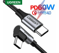 Кабель USB-C USB-C 90 градусов Ugreen 3A 60W PD QC FCP (US255)