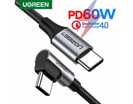 Кабель USB-C USB-C 90 градусов Ugreen 3A 60W PD QC FCP (US255)