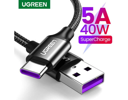 Кабель Type-C 5A 40W USB-A Super Charge Ugreen Black (UG-US279)