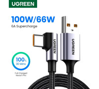 Кабель UGREEN 100W 6A USB Type-C угловой 100W/66W Super Charge 27W (UG-60730)