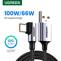 Кабель UGREEN 100W 6A USB Type-C кутовий 100W/66W Super Charge 27W (UG-60730)