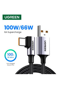 Кабель UGREEN 100W 6A USB Type-C угловой 100W/66W Super Charge 27W (UG-60730)