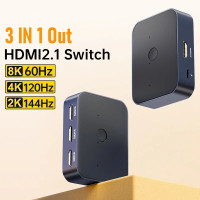  HDMI 2.1 Переключатель Разветвитель 3 в 1 8k 60hz 4k 120hz 2k 165hz 1080P 240hz HDR для ПК PS5 Xbox
