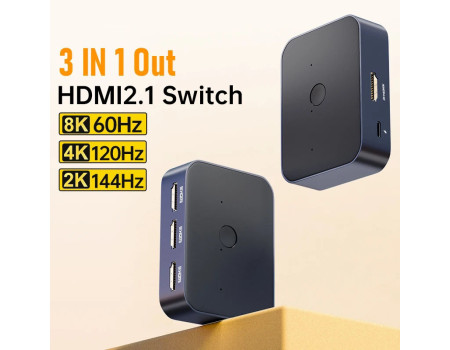  HDMI 2.1 Переключатель Разветвитель 3 в 1 8k 60hz 4k 120hz 2k 165hz 1080P 240hz HDR для ПК PS5 Xbox