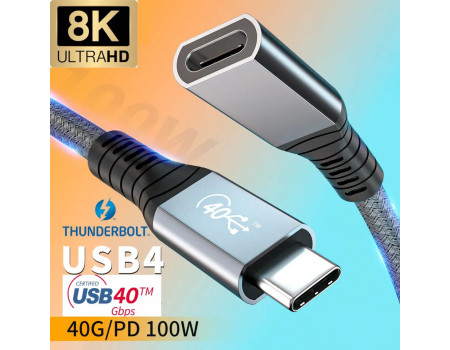 Удлинитель USB 4 USB-C Thunderbolt 4 PD 100W 5A 40 Гбит/с 8k 60hz для MacBook Air Pro M3 M4
