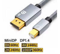 Кабель mini DP DP 1.4 Displayport Thunderbolt 1/2 8k 60hz 4k 144hz 2k 240hz HDR Двунаправленный
