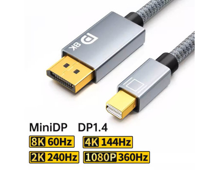 Кабель mini DP DP 1.4 Displayport Thunderbolt 1/2 8k 60hz 4k 144hz 2k 240hz HDR 3D Двонаправлений