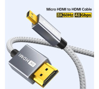 Кабель HDMI - Micro HDMI 2.1 8k 60hz 4k 120hz 2k 144hz для GoPro Hero Raspberry Pi 4