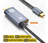 Кабель Type-C DisplayPort 1.4 PD 100W Thunderbolt 4 8k 60hz 4k 144hz 2k 240hz для MacBook