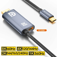 Кабель USB-C DisplayPort 1.4 PD 100W Thunderbolt 4 8k 60hz 4k 144hz 2k 240hz для MacBook