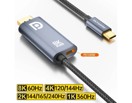 Кабель USB-C DisplayPort 1.4 PD 100W Thunderbolt 4 8k 60hz 4k 144hz 2k 240hz для MacBook
