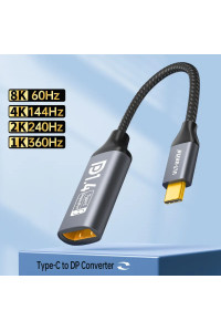 Перехідник DP Type-C DisplayPort 1.4 Thunderbolt 3/4 8k 60hz 4k 144hz 2k 240hz 1k 360hz Двонаправлений