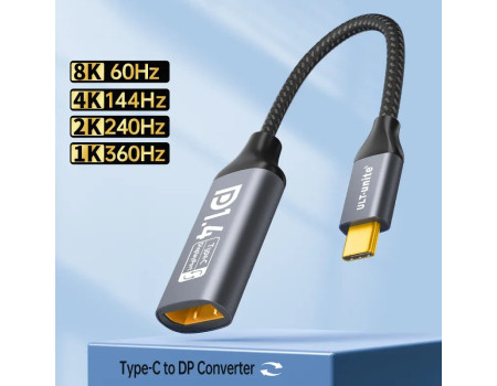 Переходник DP Type-C DisplayPort 1.4 Thunderbolt 3/4 8k 60hz 4k 144hz 2k 240hz 1k 360hz Двунаправленный