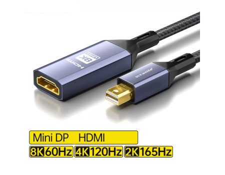 Переходник Mini DisplayPort 1.4 HDMI 2.1 8k 60hz 4k 120hz 2k 165hz 1080P 240hz (2474)