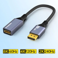 Переходник Displayport HDMI 2.1 8k 60hz 4k 120hz 2k 240hz DP 1.4 HDR (2484)