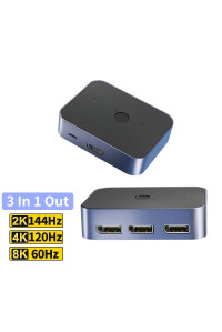 Перемикач DisplayPort 1.4 3-в-1 8k 60hz 4k 144hz Двонаправлений (0112)