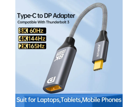 Перехідник Type-C DisplayPort 1.4 Thunderbolt 3/4 DP HDR 8k 60hz 4k 144hz 2k 165hz 1080P 240hz