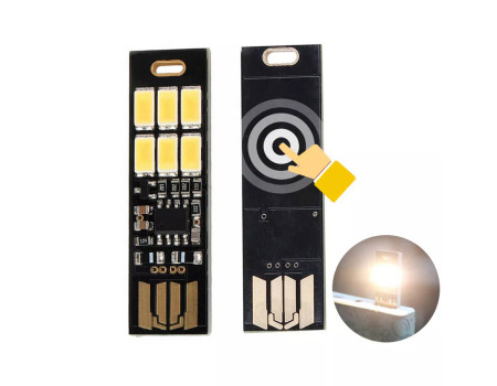 USB светильник лампа с сенсорным управлением и регулировкой яркости 6 LED 5V 1W 5000K