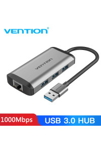 2 в 1 USB Gigabit Ethernet адаптер LAN RJ45 + хаб USB 3.0 Vention (CKBHB)